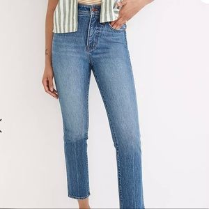 madewell perfect vintage jean straight leg fitted jeans medium wash petite short